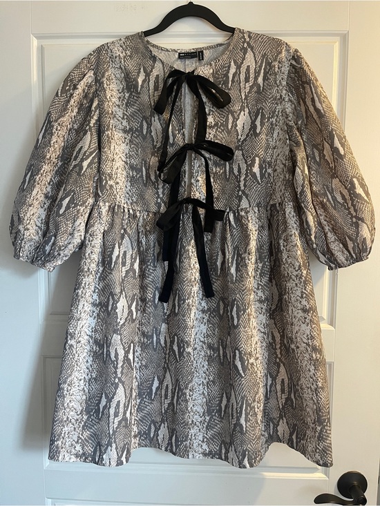 ASOS Dresses & Skirts - ASOS Snake Print Babydoll Dress with Black Ties